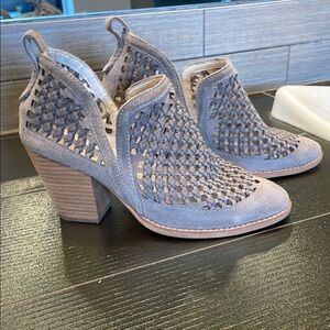 Jeffrey Campbell Greige Heeled Boots with Cutout Design